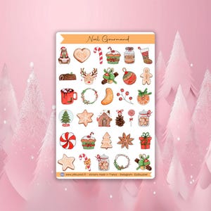 Stickers Noël Gourmand - planche d'autocollants de Noël