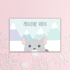 Carte de vœux Chinchilla dans la neige "Meilleurs Vœux" - Edition limitée