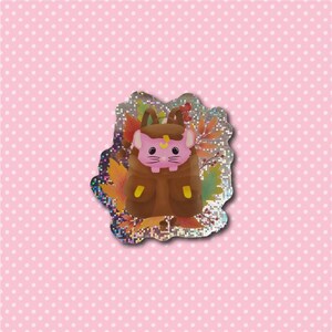 Grand sticker pailleté Chichi Rentrée d'Automne - autocollant chinchilla automne rentrée