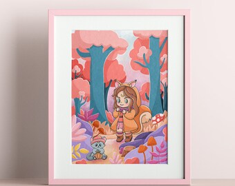 Illustration "l'Automne de Cannelle - Balade en forêt"