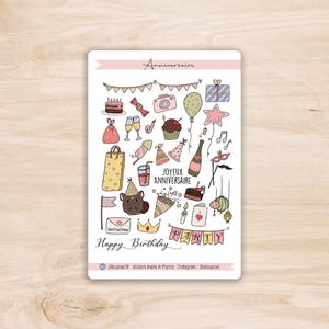 Stickers Anniversaire - Planche d'autocollants anniversaire
