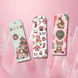 set of 3 bookmarks - Christmas illustrations - Cute Christmas collection