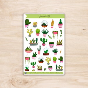 Stickers Succulentes - planche d'autocollants plantes grasses et cactus
