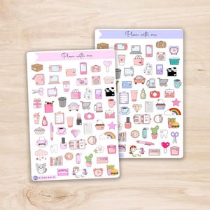 Planners Stickers Plan With Me - planche d'autocollants organisation vie quotidienne
