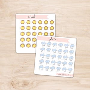 Mini Stickers Météo 1 motif - planche d'autocollants icones météo