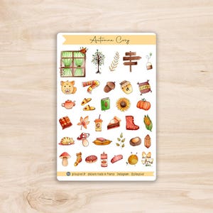 Stickers Automne Cosy - planche d'autocollants automne
