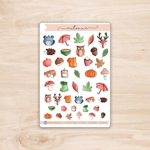 Stickers Automne - planche d'autocollants saison automne