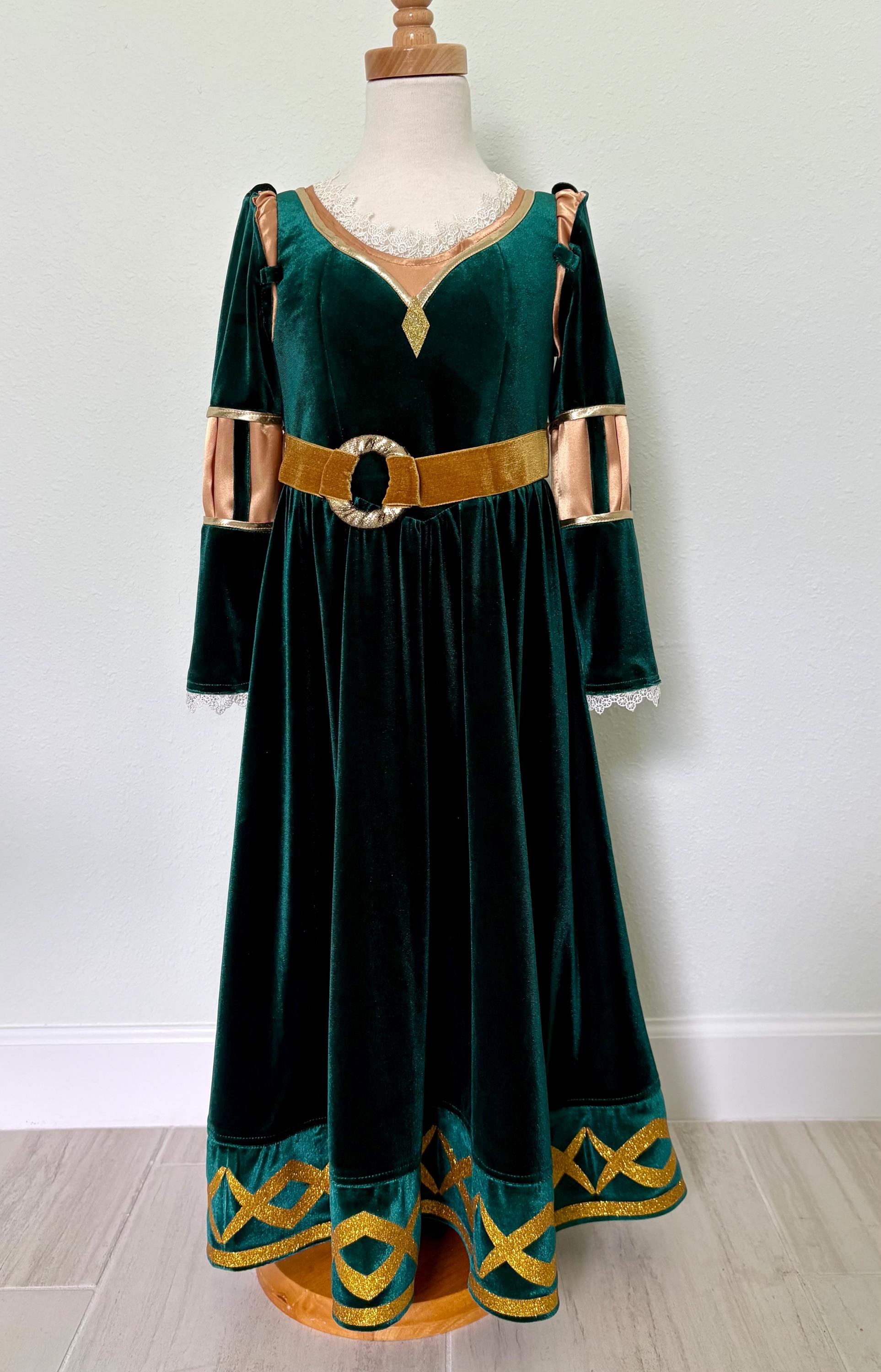 Brave Merida Costume Girl, Brave Cosplay Kids, Birthday Dress Girl, Handmade Merida Dress, Green Dress Girls, Girl s Dress, Irish Girls - 日本