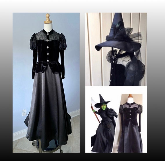 Wicked Witch Costume, Girl's Wicket Witch Costume, Kids Cosplay, Black Dress Girl, Witch Costume Toddlers, Handmade Dress, Halloween Girl