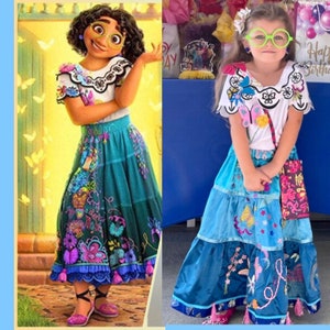 strapless open back dress Mirabel Madrigal Encanto Inspired Girls Dress – SkipStars main image 0
