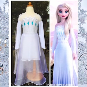Frozen geïnspireerde witte jurk, Frozen Elsa jurk voor meisjes - Main Image
