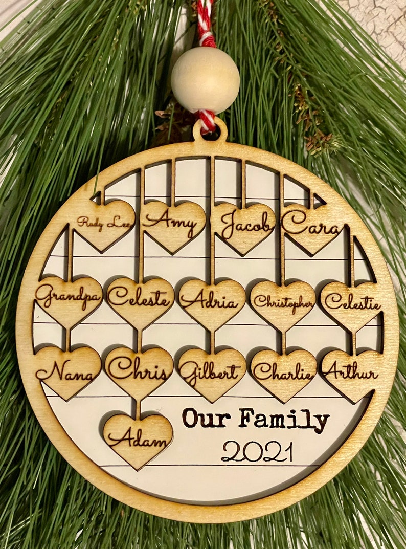 Grandparent Ornament, Gift Grandma, Gift for Grandpa, Custom Christmas ornament, up to 20 names engraved personalized Christmas image 5