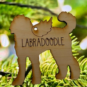 Pet Memorial Ornament~Labradoodle w/engraved name~custom pet ornament, all dogs go to heaven, rainbow bridge, Christmas