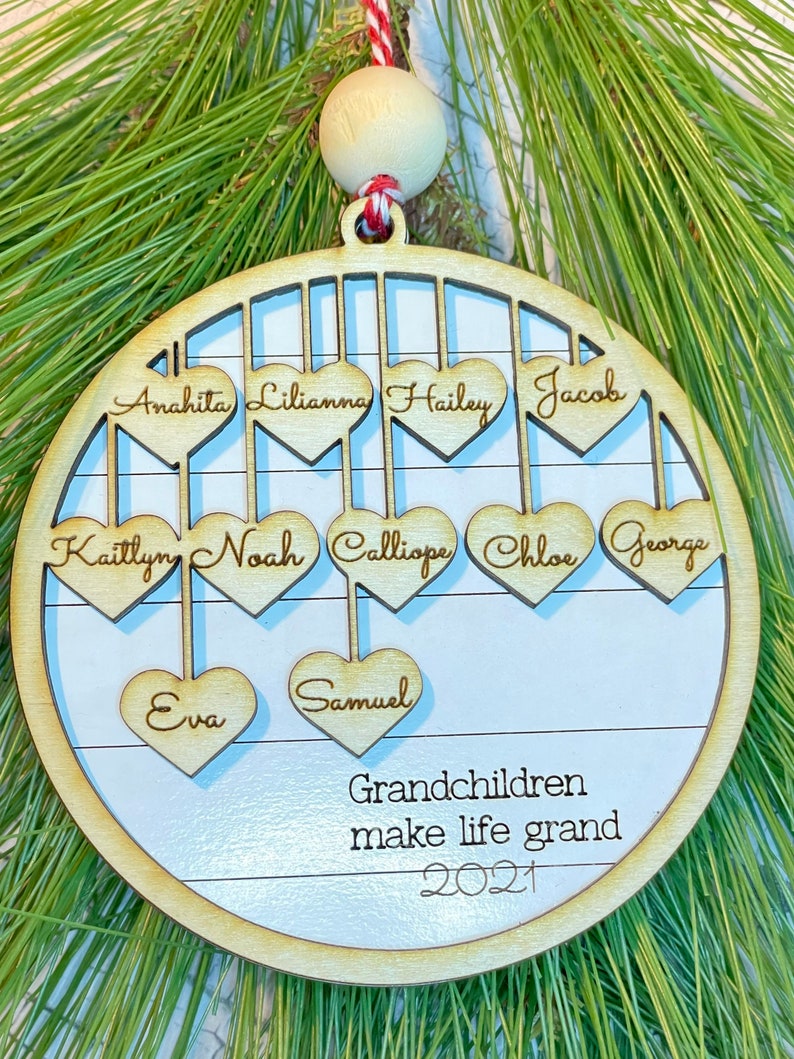 Grandparent Ornament, Gift Grandma, Gift for Grandpa, Custom Christmas ornament, up to 20 names engraved personalized Christmas image 9