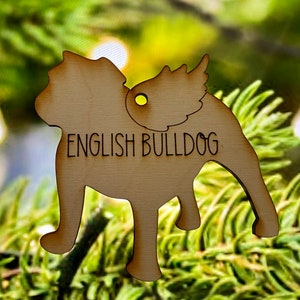 Pet Memorial Ornament~English bulldog w/engraved name~custom pet ornament, all dogs go to heaven, rainbow bridge, Christmas