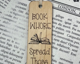 Book wh*re, wooden bookmark, snarky bookmark, boho style hippy bookmark, wild spirit, gift for her, gift for him, book lover