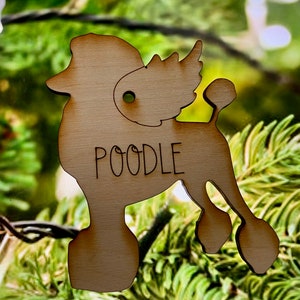 Pet Memorial Ornament~poodle (3 types) w/engraved name~custom pet ornament, all dogs go to heaven, rainbow bridge, Christmas