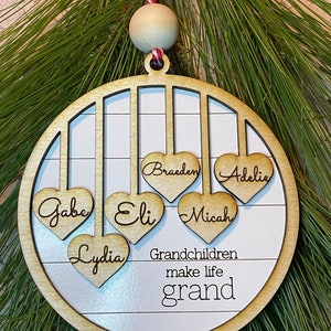 Grandparent Ornament, Gift Grandma, Gift for Grandpa, Custom Christmas ornament, up to 20 names engraved personalized Christmas image 8