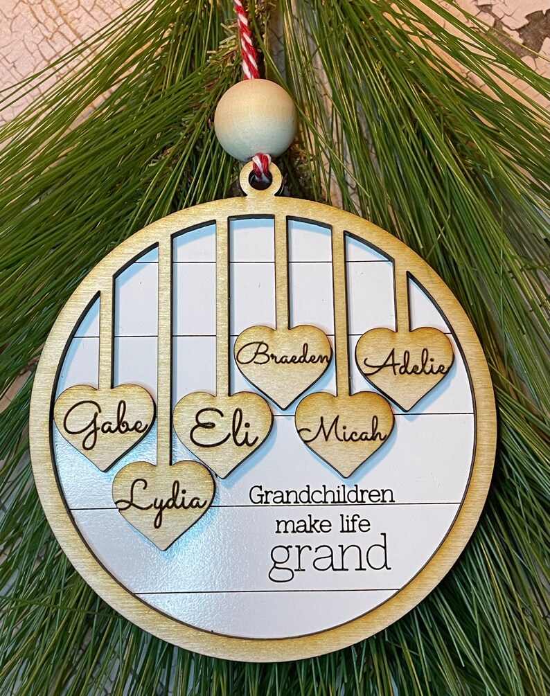 Grandparent Ornament, Gift Grandma, Gift for Grandpa, Custom Christmas ornament, up to 20 names engraved personalized Christmas image 8