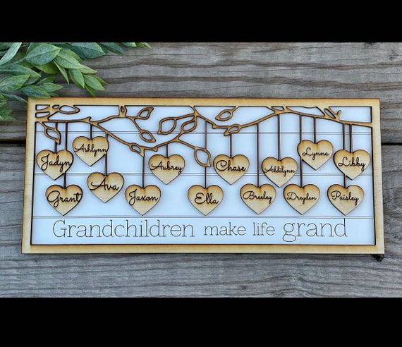 Grandparent Customized Sign, Gift Grandma, Gift for Grandpa, up to **50** names engraved, personalized Mothers Day, gift for grandma or mom