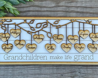 Grandparent Customized Sign, Gift Grandma, Gift for Grandpa, up to **50** names engraved, personalized Mothers Day, birthday