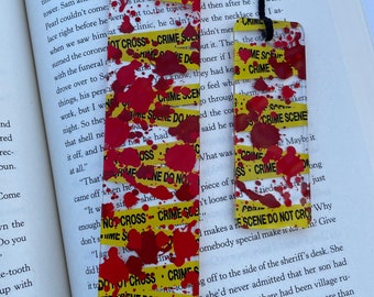 Bookmark, Blood spatter, crime scene bookmark, crime novel, true crime, thank you, birthday, gifts for her, gifts for him, goth, stocking