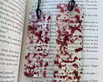 Bookmark, Blood spatter, realistic, crime novel, horror, true crime, thick bookmark, birthday, stocking stuffer, gift for her, gift for him