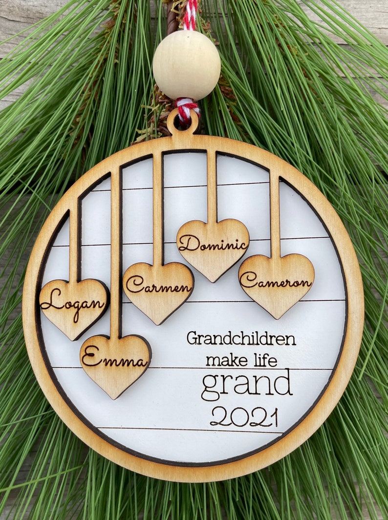 Grandparent Ornament, Gift Grandma, Gift for Grandpa, Custom Christmas ornament, up to 20 names engraved personalized Christmas image 7