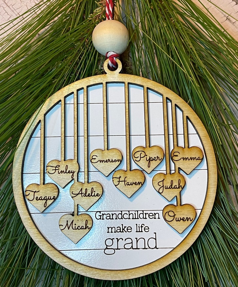 Grandparent Ornament, Gift Grandma, Gift for Grandpa, Custom Christmas ornament, up to 20 names engraved personalized Christmas image 6