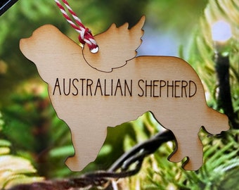 Pet Memorial Ornament~Australian Shepherd  w/engraved name~custom pet ornament, all dogs go to heaven, rainbow bridge, Christmas