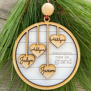 Grandparent Ornament, Gift Grandma, Gift for Grandpa, Custom Christmas ornament, up to 20 names engraved personalized Christmas image 1