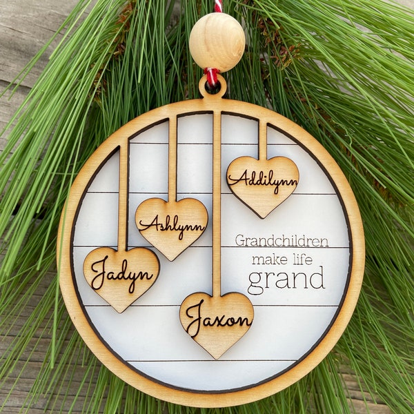 Grandparent Ornament, Gift Grandma, Gift for Grandpa, Custom Christmas ornament, up to *20* names engraved personalized Christmas