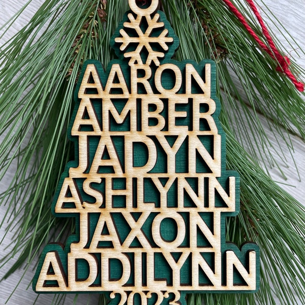 Christmas Tree Family Ornament, Christmas Tree Name Ornament, personalized  2023 ornament, custom name ornament, Christmas Tree Names