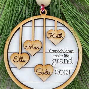 Grandparent Ornament, Gift Grandma, Gift for Grandpa, Custom Christmas ornament, up to 20 names engraved personalized Christmas image 2