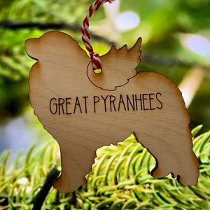 Pet Memorial Ornament~ Great Pyranhees w/engraved name~custom pet ornament, all dogs go to heaven, rainbow bridge, Christmas