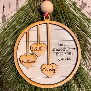 Grandparent Ornament, Gift Grandma, Gift for Grandpa, Custom Christmas ornament, up to 20 names engraved personalized Christmas image 4
