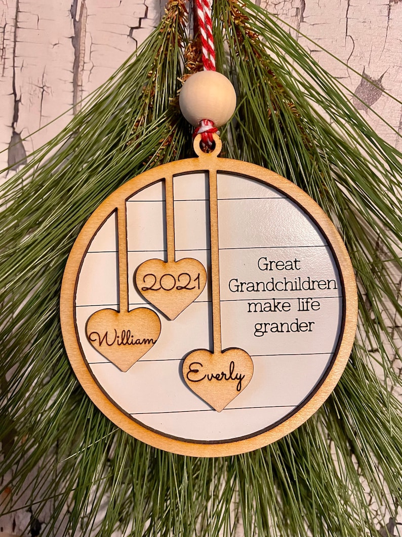 Grandparent Ornament, Gift Grandma, Gift for Grandpa, Custom Christmas ornament, up to 20 names engraved personalized Christmas image 4