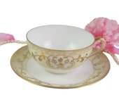 Noritake Teacup with Hand Painted Gold Gilding, Gold Moriage Tea Cup, Made in Japan