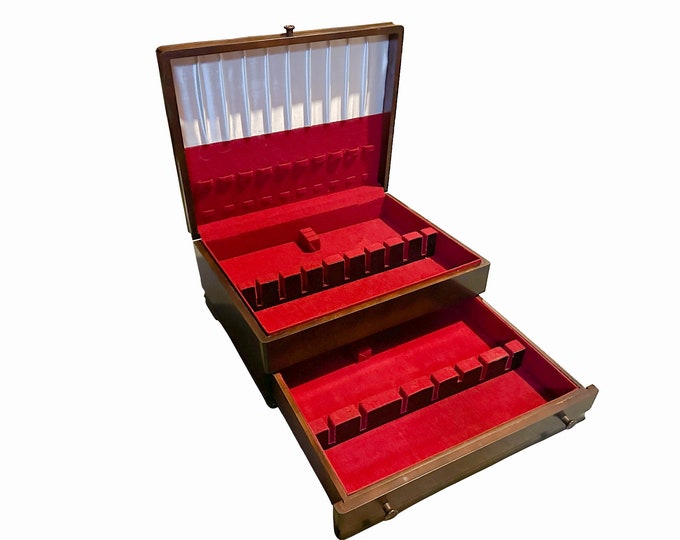 Wooden Flatware Chest for 12 Place Settings 2tiered Thick Red Etsy