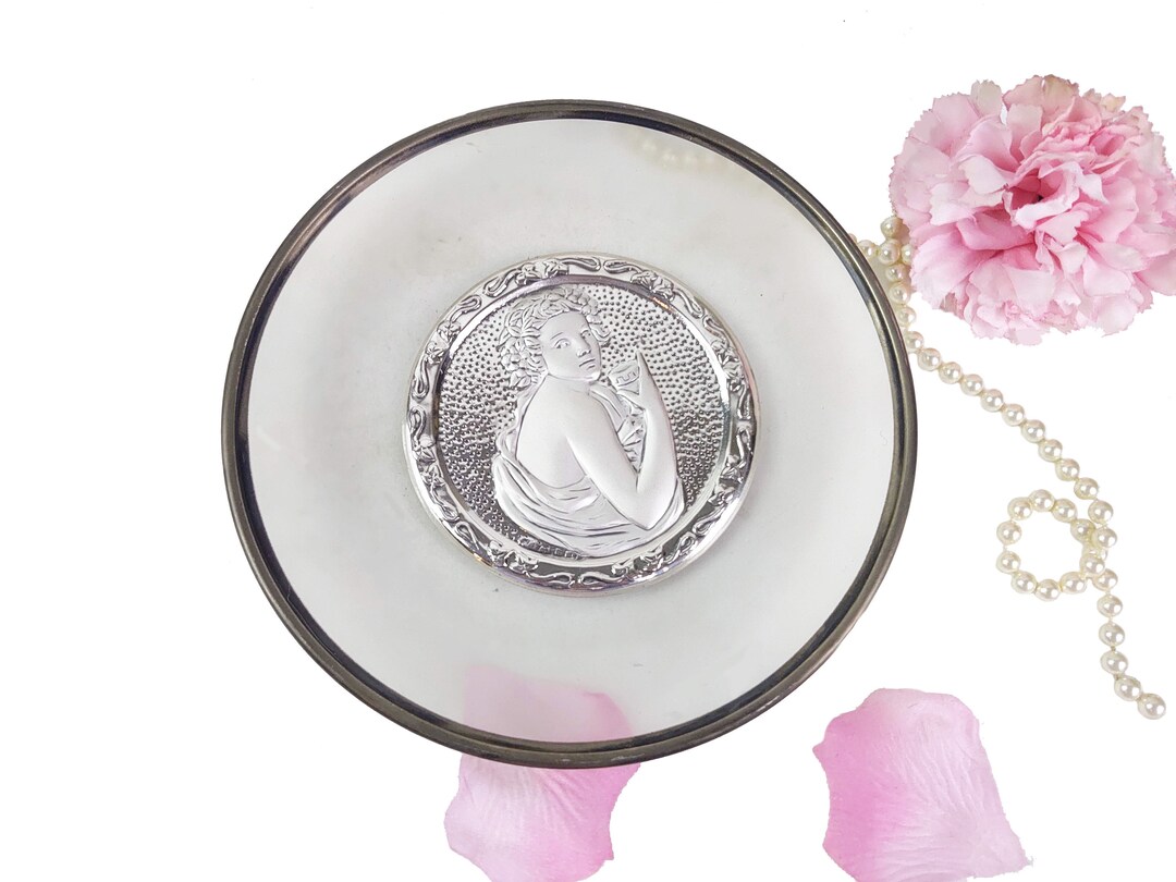 Sterling Silver Decor Plate Matte Glass 925 Wall Decor Ancient Etsy