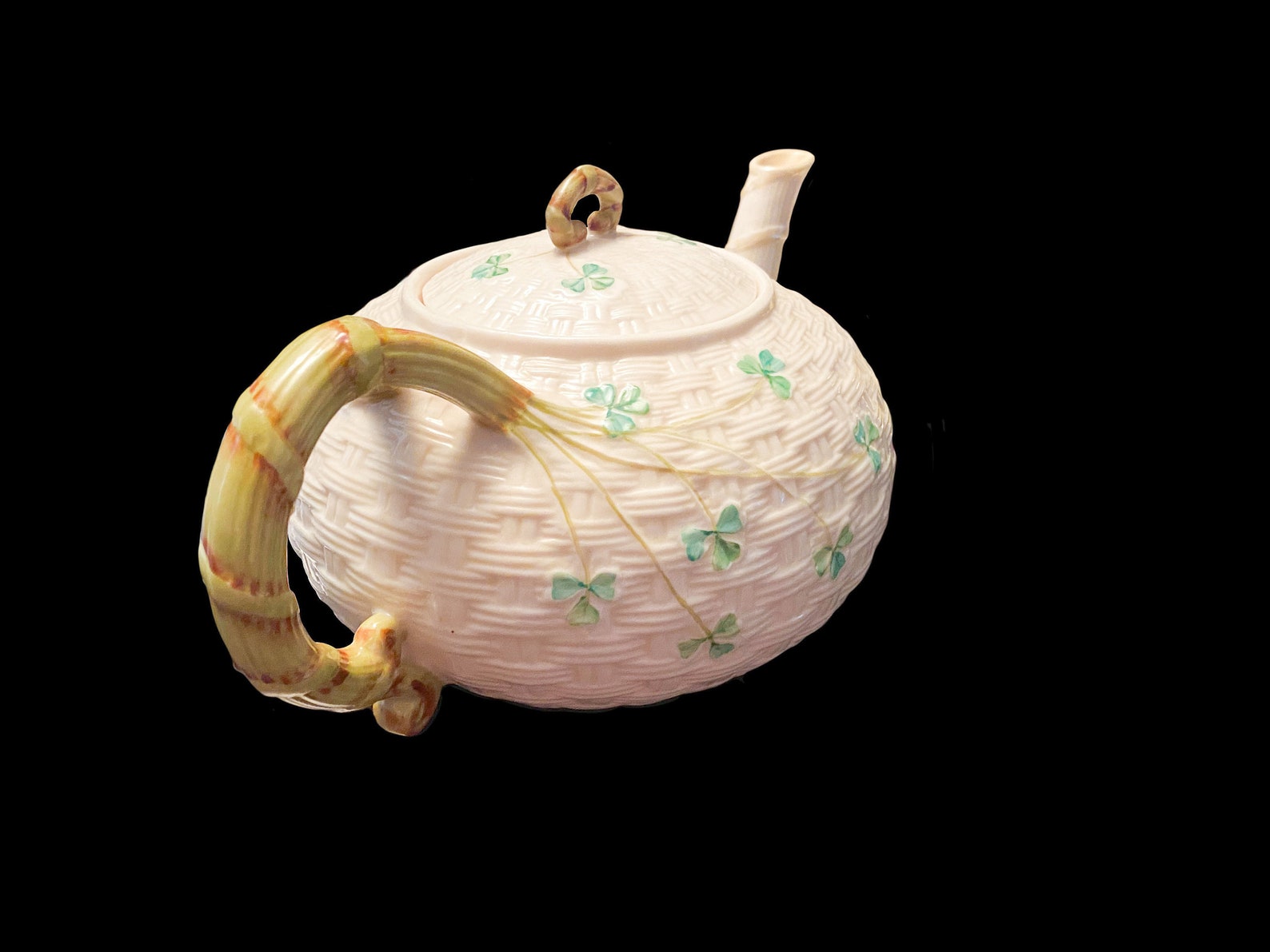 Belleek Teapot BasketWeave Shamrock FullSized Teapot 3rd Etsy