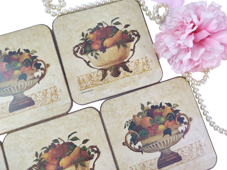 Set of 6 Pimpernel Cork Coasters Fruit Bowl Coasters Living Etsy UK