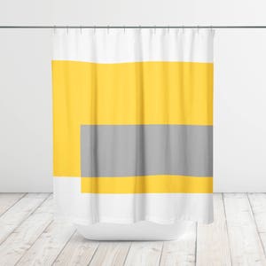 Geometric Color Block Overlay Modern Shower Curtain, Bath Curtain, Bathtub Curtain, Custom Colors