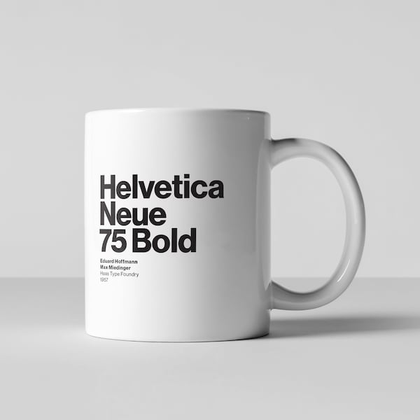 Helvetica, Coffee, Tea, Typographic, Mug, Fun, Funny, Kitchen, Home Decor, Gift, Graphic Design, But First Coffee, Cup, Quote, Font