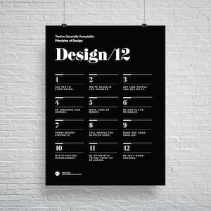 12 Principles of Design UX/UI Graphic Illustration Helvetica Typography Funny Art Print Geometric, Data Visualization, Infographics, Poster