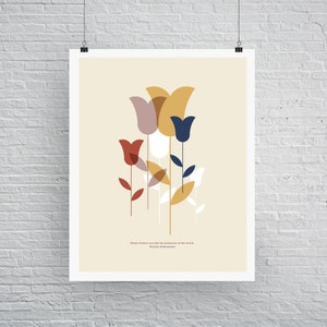 Midcentury modern flowers modern abstract print art architectural minimalist poster graphic design framed print
