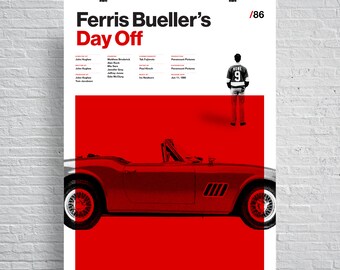 Ferris Bueller's Day Off Movie Poster Helvetica Swiss Typographic Style 1990s Pop Culture Steven Soderbergh Print Graphic Design