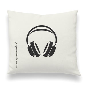 Hi Fi Headphones Pillow Cover. Pillow Case. Pillow Sham. Throw Pillow. Decorative Pillow Cover. Select Size.