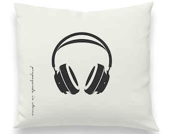 Hi Fi Headphones Pillow Cover. Pillow Case. Pillow Sham. Throw Pillow. Decorative Pillow Cover. Select Size.