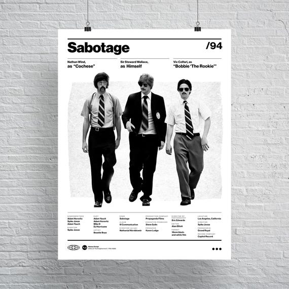 The Beastie Boys Sabotage MTV Music Video Poster - Etsy
